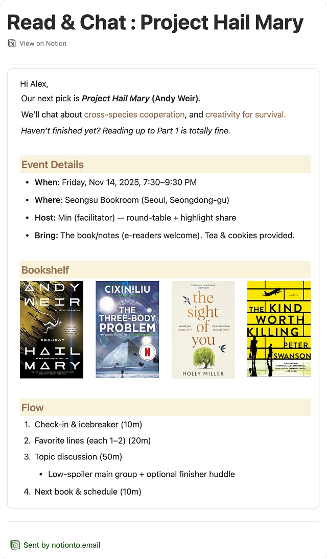 Book Club Invitation